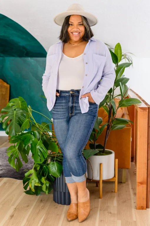 Skies The Limit Button Up in Lavender Blue