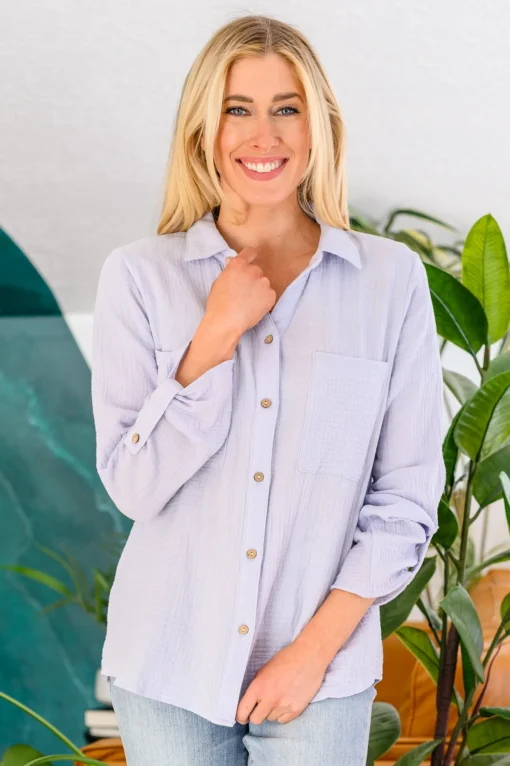 Skies The Limit Button Up in Lavender Blue