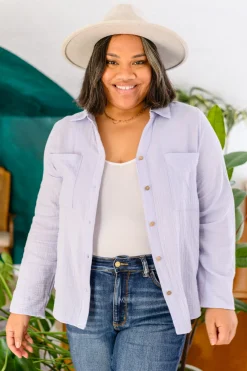 Skies The Limit Button Up in Lavender Blue