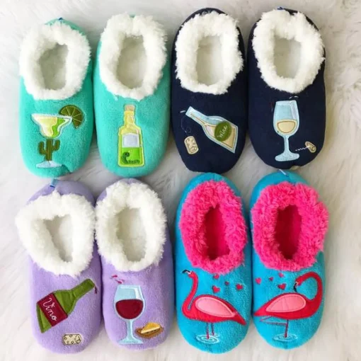 Snoozies! Slippers - Bottle of White (Navy)