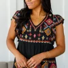 Sophia Embroidered Blouse in Black (Ships in 1-2 Weeks)