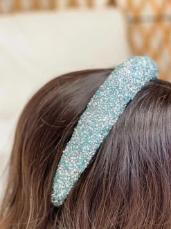Sparkling Rhinestone Padded Headband - Blue