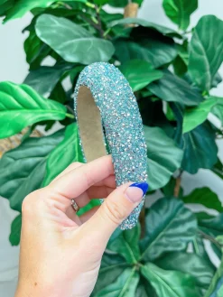 Sparkling Rhinestone Padded Headband - Blue