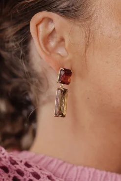 Sparkly Spirit Rectangle Crystal Earrings in Smoke