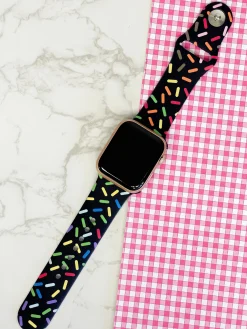 Sprinkles Printed Silicone Smart Watch Band - Black