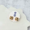 Square Spotted Stud Earrings - Beige