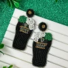 St. Paddy’s Beer Beaded Dangle Earrings