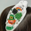 St. Patrick's Scene Beaded Embellished Headband - White