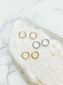 Stainless Steel Hoop Earrings - Rose Gold