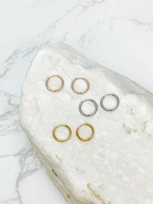 Stainless Steel Hoop Earrings - Rose Gold