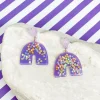 Star Confetti Rainbow Dangle Earrings - Purple