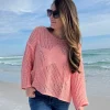 Star Sheer Sweater by POL - Peach