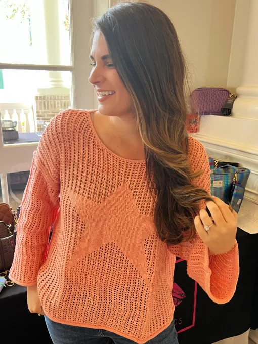 Star Sheer Sweater by POL - Peach