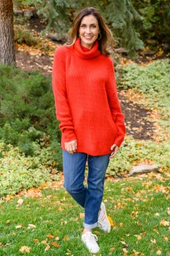 Steady Pace Roll Neck Sweater In Red