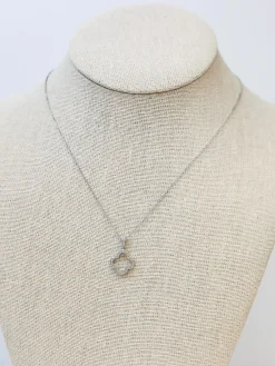 Sterling Silver Pave Quatrefoil Pendant Necklace