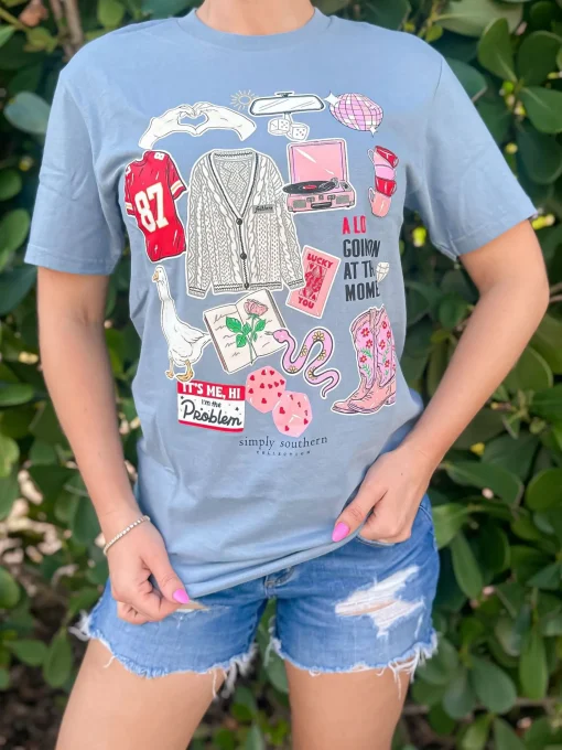 Sticker Collage Front Print Short Sleeve Tee by Simply Southern
