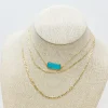 Stone Gold Layered Necklace - Turquoise