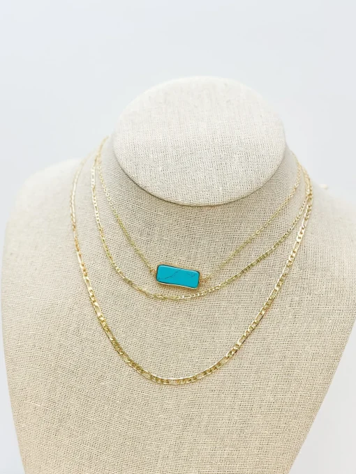 Stone Gold Layered Necklace - Turquoise