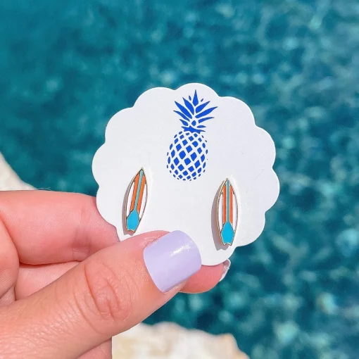 Stripe Surfboard Signature Enamel Studs by Prep Obsessed