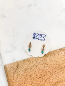 Stripe Surfboard Signature Enamel Studs by Prep Obsessed