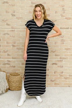 Striped Maxi Dress In Black