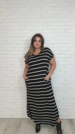 Striped Maxi Dress In Black
