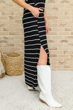Striped Maxi Dress In Black