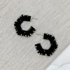 Studded Suede Hoop Earrings