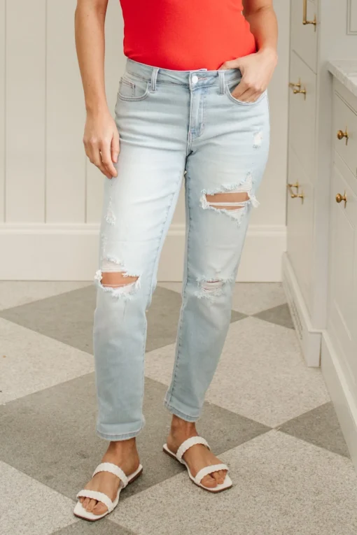 Super Light Destroyed Boyfriend Jeans by Judy Blue