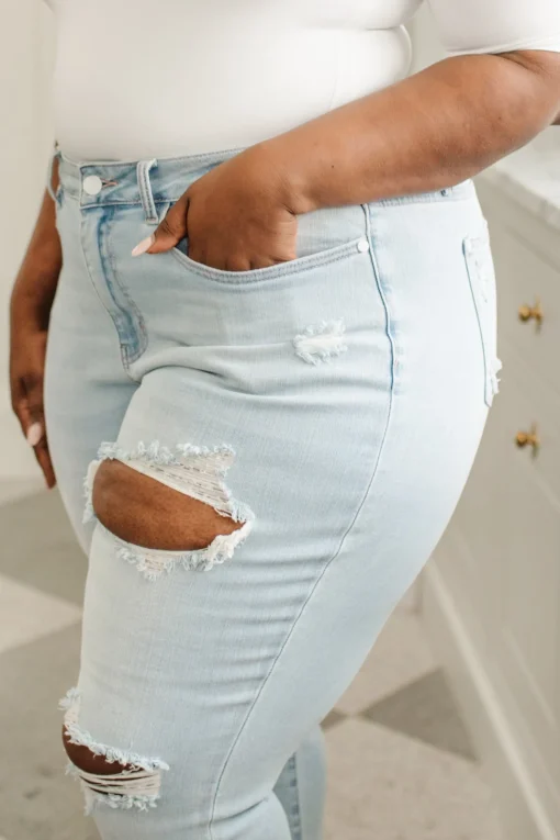 Super Light Destroyed Boyfriend Jeans by Judy Blue