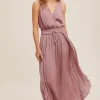 Surplice Neck Satin Maxi Dress by Mystree