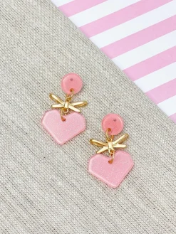 Sweetheart Ribbon Dangle Earrings