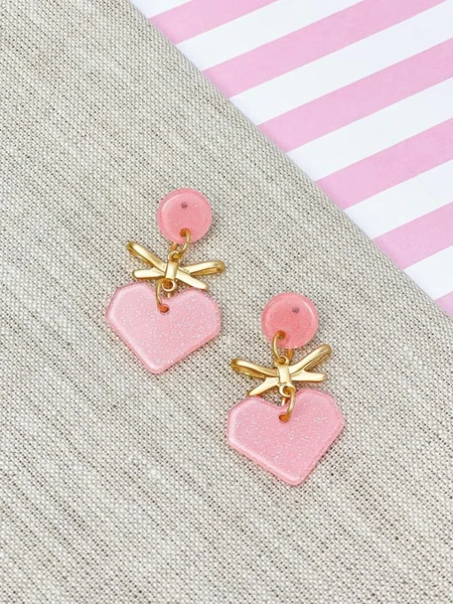 Sweetheart Ribbon Dangle Earrings