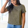 Sweetly Twinkle Short Sleeve Knit Top In Black
