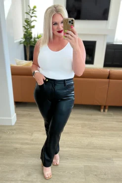 Tanya Control Top Faux Leather Pants in Black by Judy Blue
