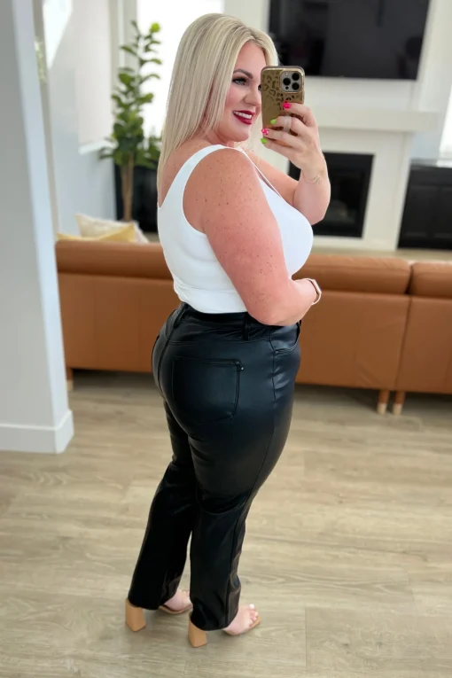 Tanya Control Top Faux Leather Pants in Black by Judy Blue