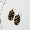 Textured Leopard Gold Drop Earrings
