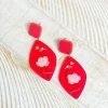 'The Queen Flamingo' Printed Dangle Earrings - Pink