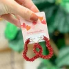 Tinsel Heart Hoop Earrings - Red