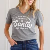 To The Window Graphic V Neck Tee In Gray