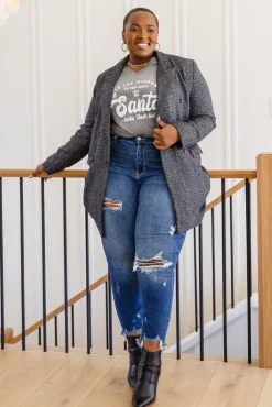 To The Window Graphic V Neck Tee In Gray