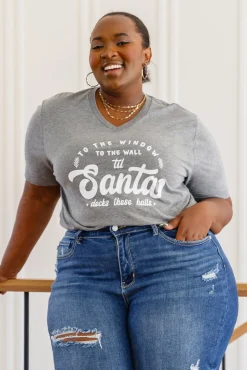 To The Window Graphic V Neck Tee In Gray