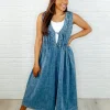 Too Cool For Fools Wide Leg Jumpsuit in Denim - 4/1