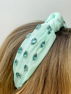 Top Knot Jewel Headband - Mint