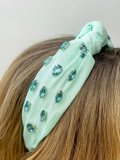 Top Knot Jewel Headband - Mint