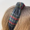 Top Knot Tartan Plaid Headband - Black