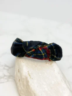 Top Knot Tartan Plaid Headband - Black