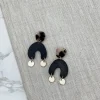 Tortoise Post Half Moon Dangles - Jet