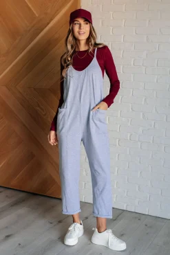 Totally Me Spaghetti Strap Jumpsuit in Heather Grey