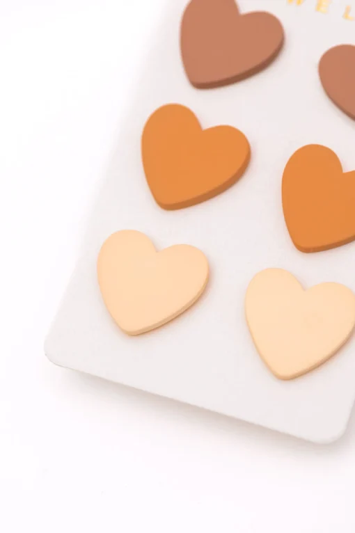 Triple Hearts Studs in Brown